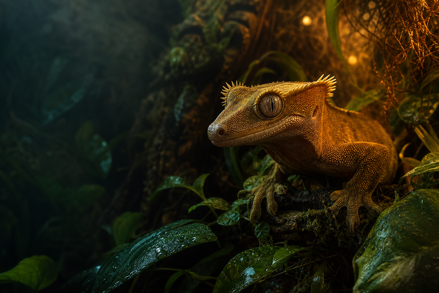 Gecko à crête dans un terrarium — Sauria